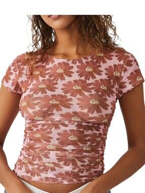 Intimately Free People Keep it Siimple Mesh Baby Tee in Sweet Combo Size XS